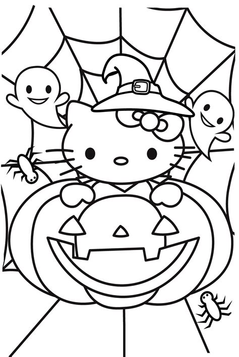 hello kitty halloween coloring page|hello kitty halloween drawing page.